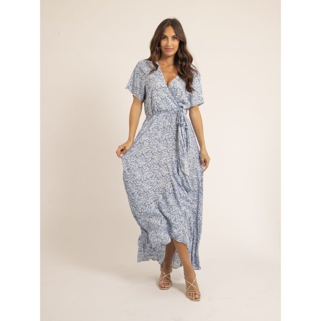 Robe Longue Motifs Igaelle bleu <span itemprop=