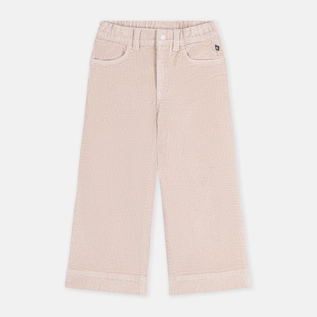 Pantalon flare en velours beige <span itemprop=