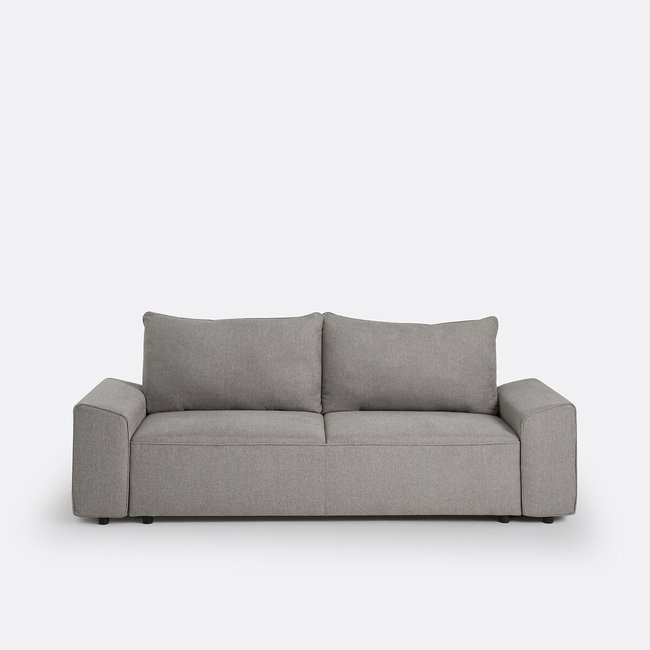 3-Sitzer-Schlafsofa Lidia, Strukturgewebe hellgrau <span itemprop=