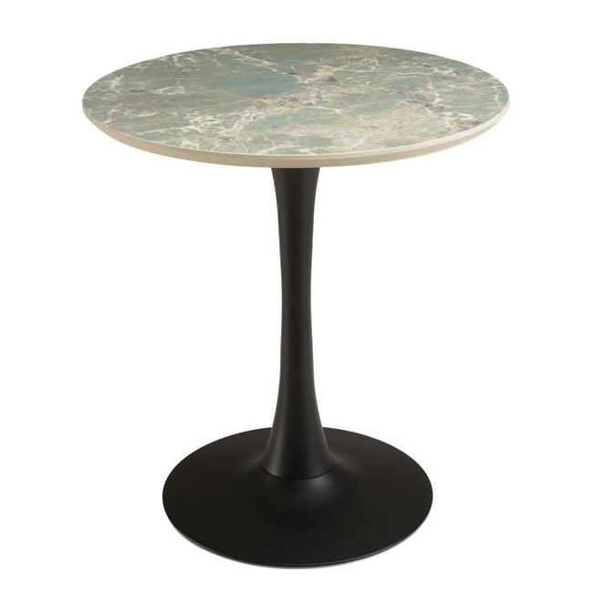 Table bistrot D70cm en céramique marbré vert pied tulipe BELLUNE Couleur vert <span itemprop=