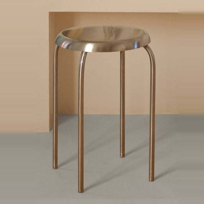 Tabouret inox, 34xH44cm, en métal Couleur argent <span itemprop=
