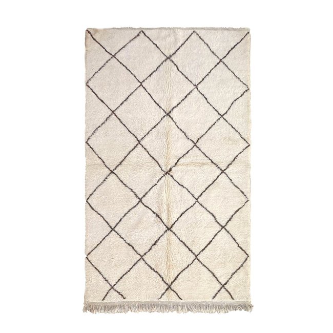 Tapis berbère contemporain en laine fait main 151 x 253 cm Couleur beige clair <span itemprop=