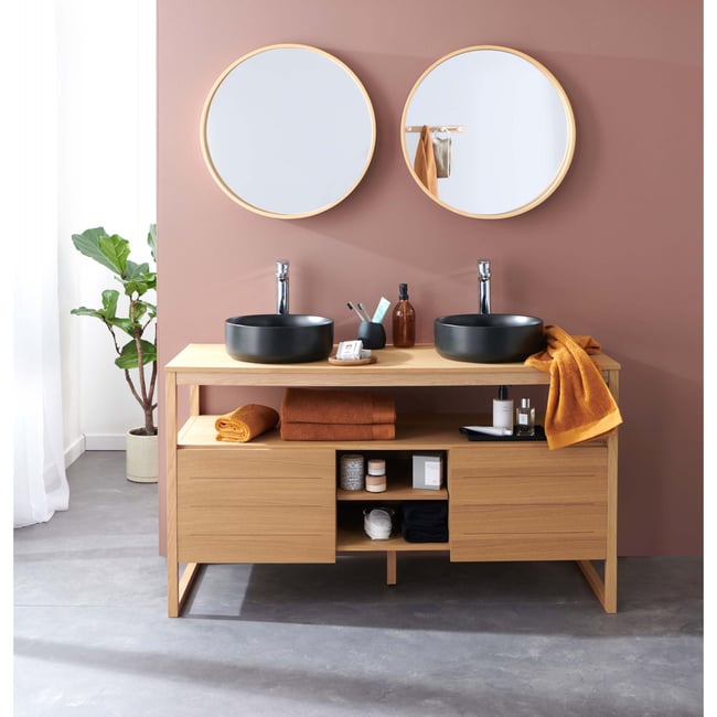 Meuble double +vasque +miroir ATOLL Couleur v002237 <span itemprop=