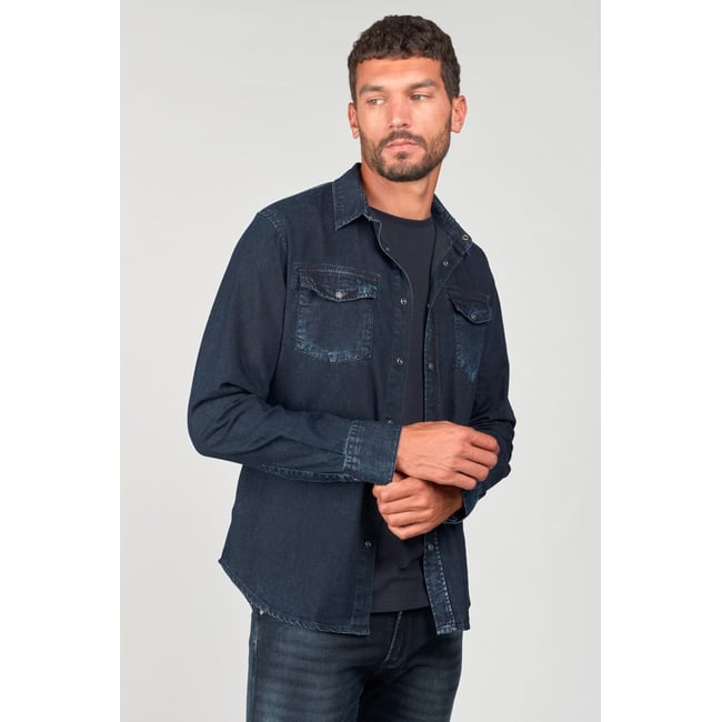Chemise en jeans PEDRO blue / black <span itemprop=