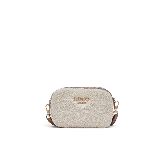 Sac bandoulière format petit en teddy crème <span itemprop=