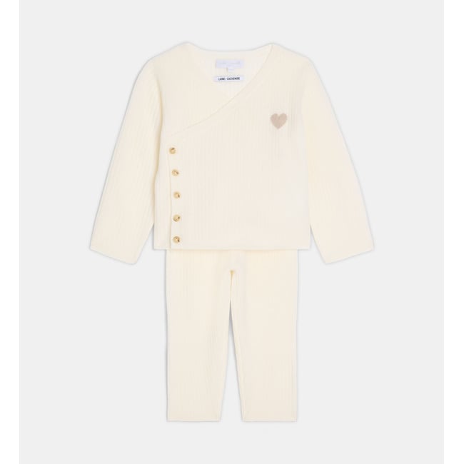 Ensemble tery laine cachemire écru <span itemprop=