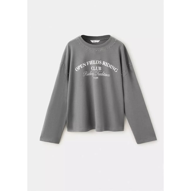 T-shirt imprimé strass gris anthracite <span itemprop=