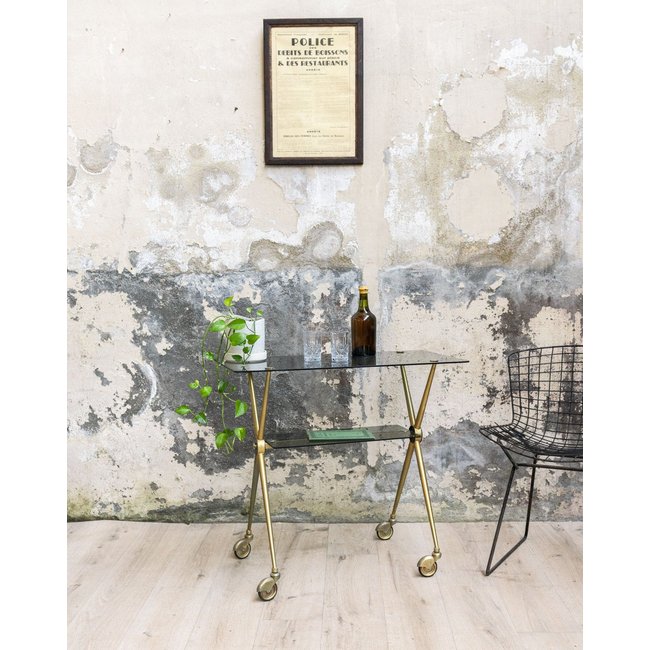 Desserte en verre fumé Anouk N°322 - Bon état Couleur fumé <span itemprop=