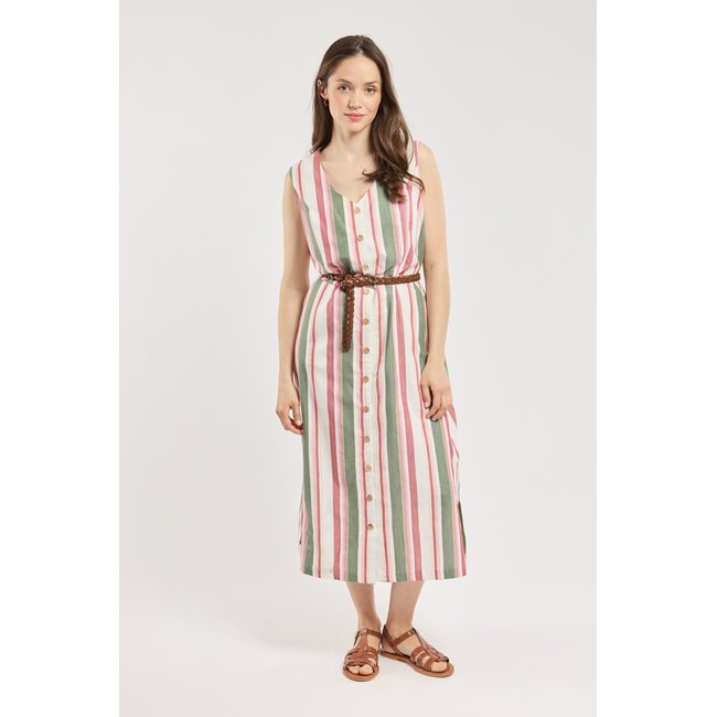 Robe longue rayée - coton rayures ecru/garnet/shadow <span itemprop=
