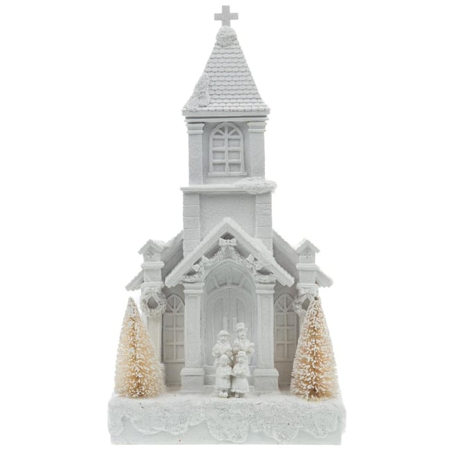 Eglise de Noël Choristes 36 cm Couleur blanc <span itemprop=