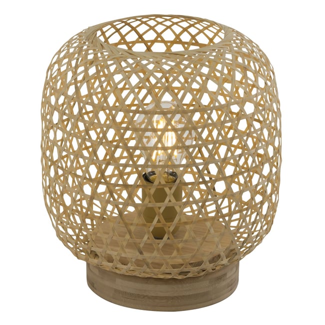 Lampe à poser en cannage style bohème MIRENA Couleur beige <span itemprop=