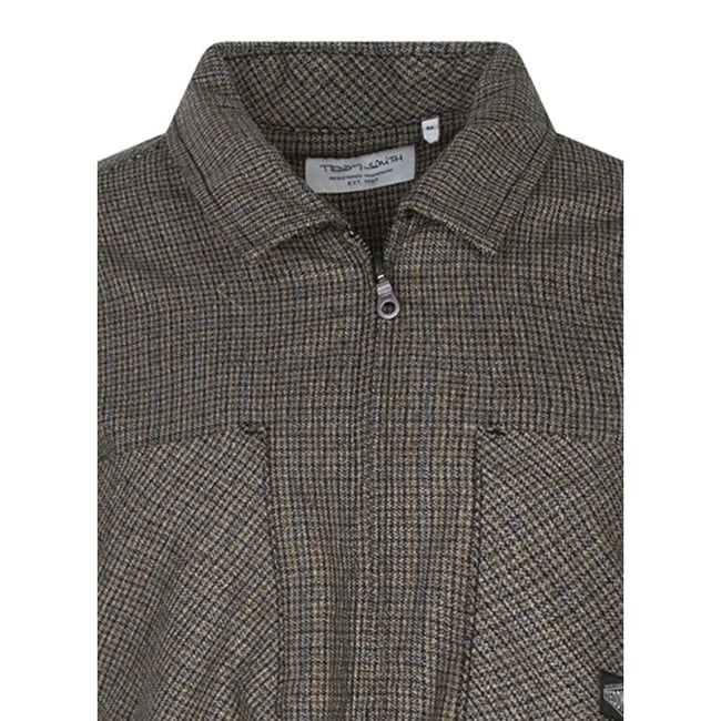 Chemise grise à carreaux coupe ample col à revers et à manches longues grise <span itemprop=