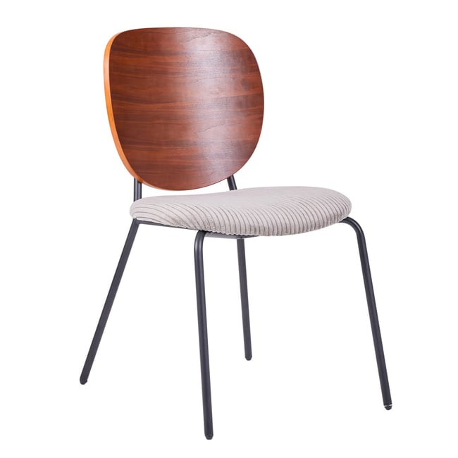 Lot de 2 chaises de salle à manger en bois, métal et velours côtelé, ORUM Couleur gris <span itemprop=