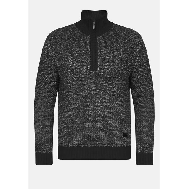 Pull col montant en fine maille noir <span itemprop=