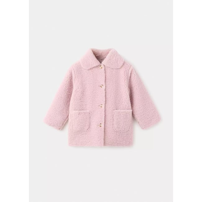 Manteau imitation mouton réversible rose <span itemprop=