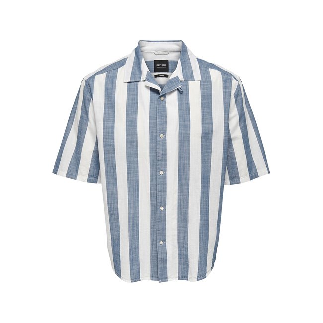 Striped Short Sleeve Shirt, blue/white, ONLY & SONS
