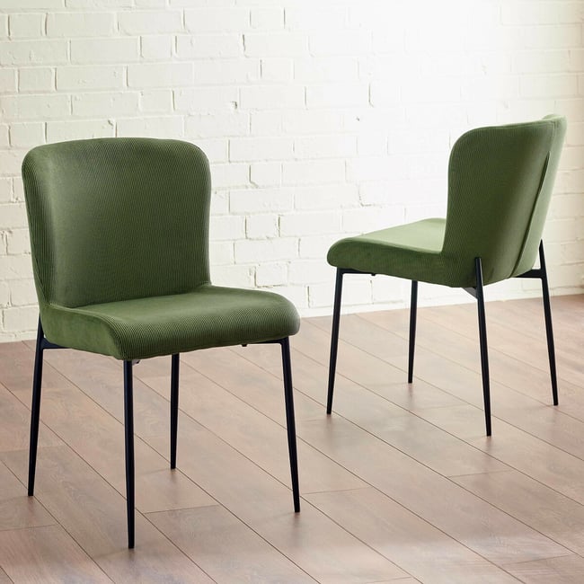 Sylvie  Corduroy Upholstered Dining Chairs (Set of 2) - SO'HOME