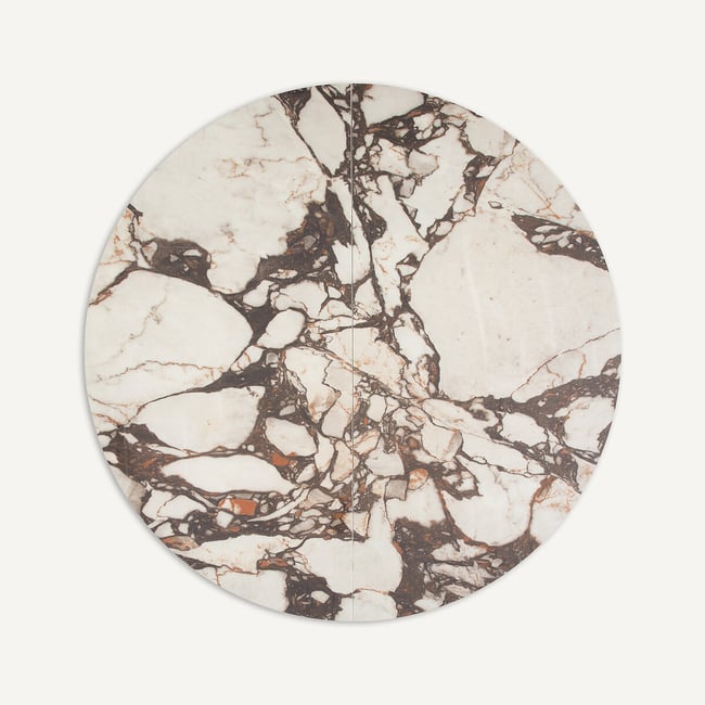 Plateau de table rond, extensible, en céramique, diamètre 135 à 180 cm, EXTENDO Couleur céramique marbre brique <span itemprop=
