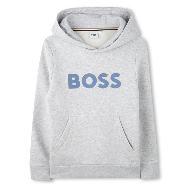 Sweat-shirt à capuche gris chine <span itemprop=