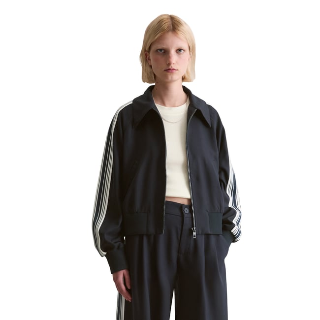 Blouson en sergé relaxed cropped avec LENZING™ ECOVERO™ bleu foncé <span itemprop=