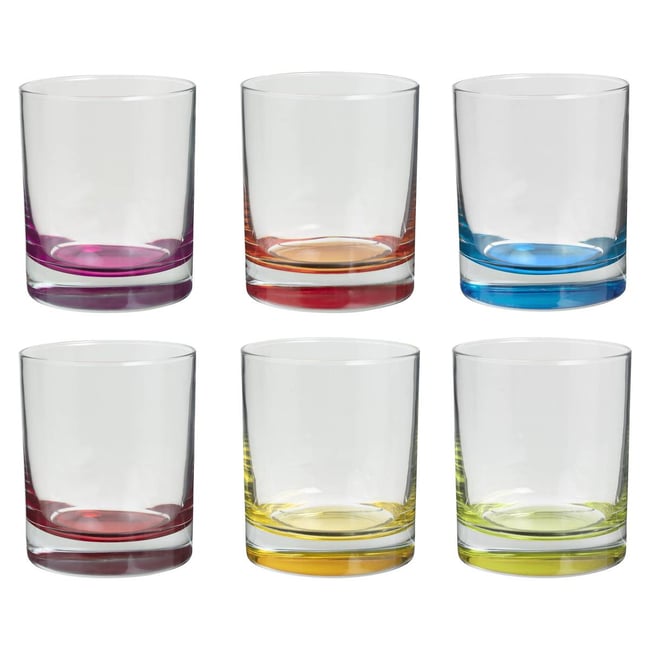 Lot de 6 verres bas en verre COLORI'EAU Couleur multicolore <span itemprop=