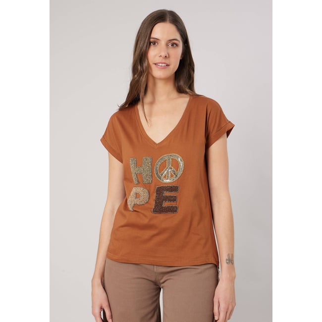 T-shirt regular femme en 100% coton jersey imprimé 
