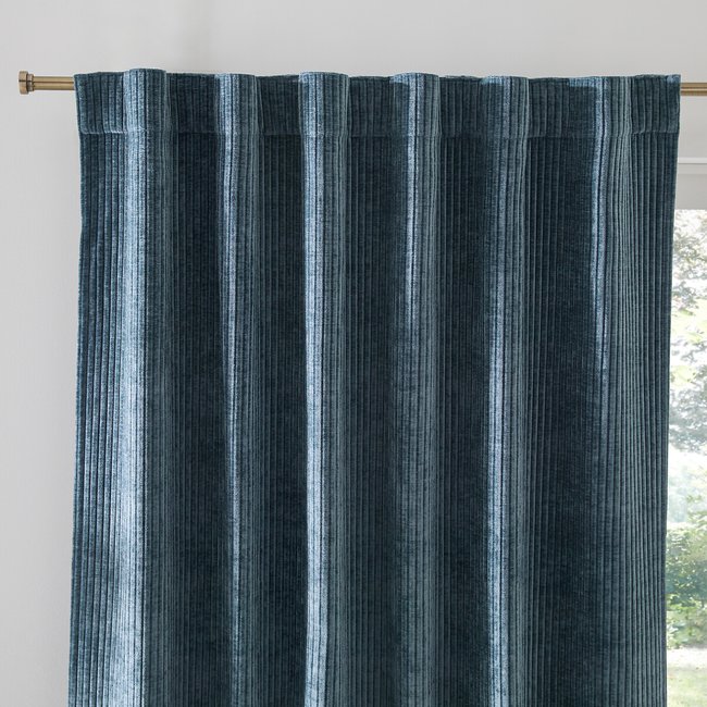 Rideau velours côtelé pattes cachées Carly  bleu <span itemprop=