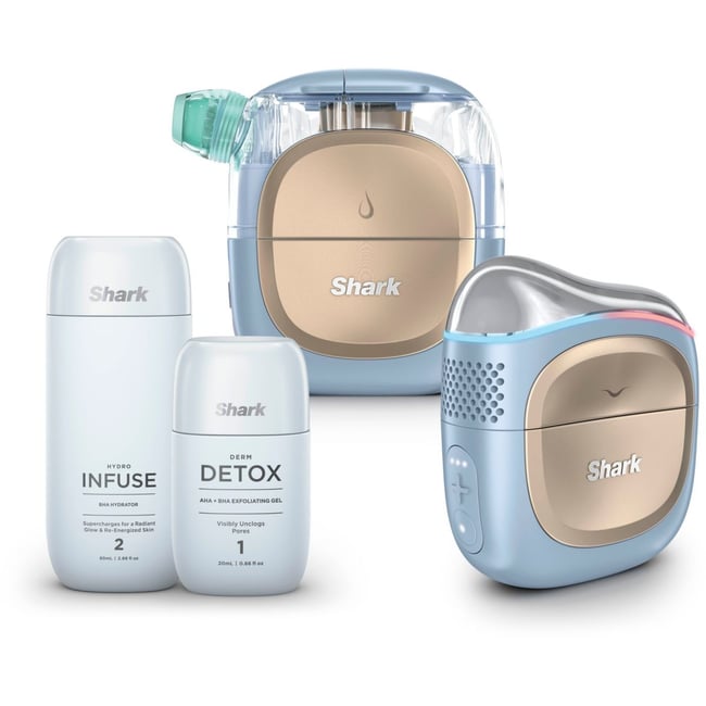 Appareil éclat visage 3 en 1 FacialPro Glow + DePuffi: nettoyant, hydratant, resculptant - Bleu Spa - SHARK