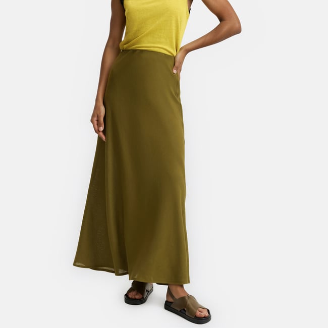 Jupe longue évasée en viscose et lin - LA REDOUTE COLLECTIONS