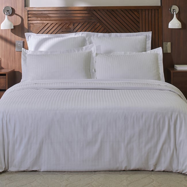 housse de couette coton imprimés, amboise blanc blanc <span itemprop=