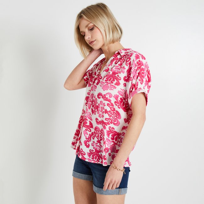Chemise manches courtes rose <span itemprop=