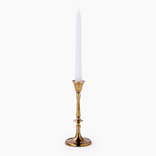 Bougeoir, H19x8,5cm, en métal Couleur dore <span itemprop=