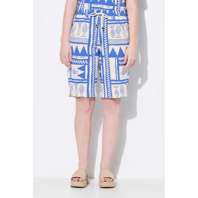 Short, poissons, jambes larges bleu bleuet <span itemprop=