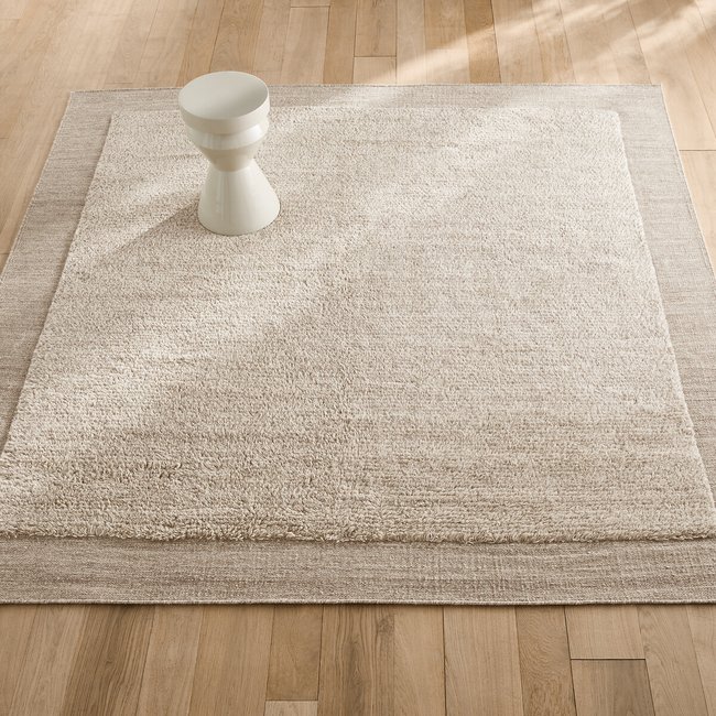 Tapis carré XL, noué à la main, en laine, EDGI Couleur naturel chiné <span itemprop=