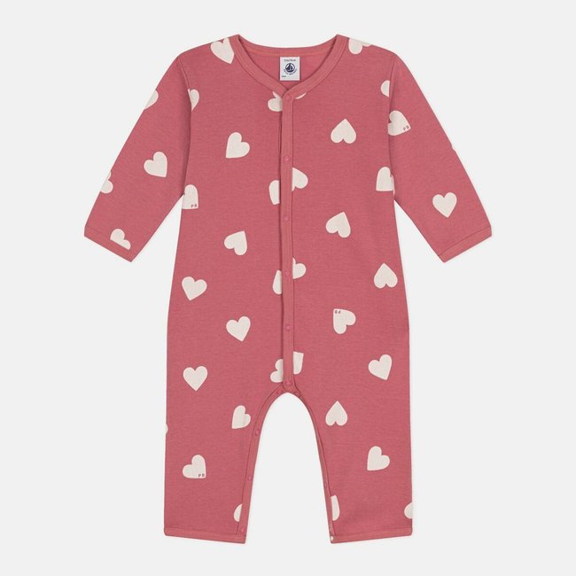 Pijama de algodón estampado sin pies rosa <span itemprop=