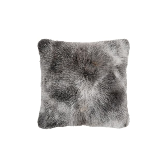 Coussin en imitation fourrure lou gris anthracite <span itemprop=