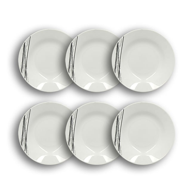 Lot de 6 assiettes creuses en porcelaine 20cm, CARBONE Couleur blanc <span itemprop=