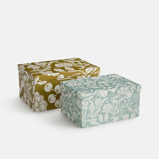 Set di 2 scatole impilabili in cartone, LINDA fantasia multicolore LA REDOUTE INTERIEURS