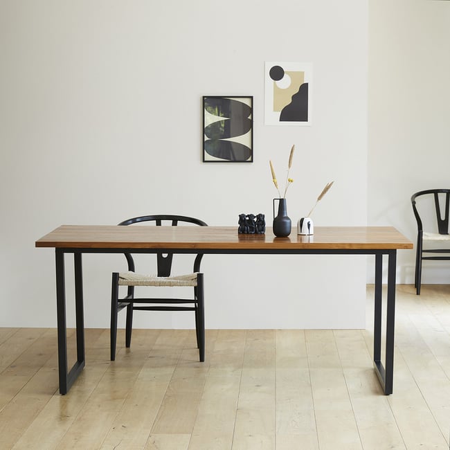 Table en bois de teck et métal 8 pers.  HUGO Couleur naturel <span itemprop=