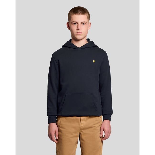 Sweat à capuche en coton loopback bleu foncé marine <span itemprop=
