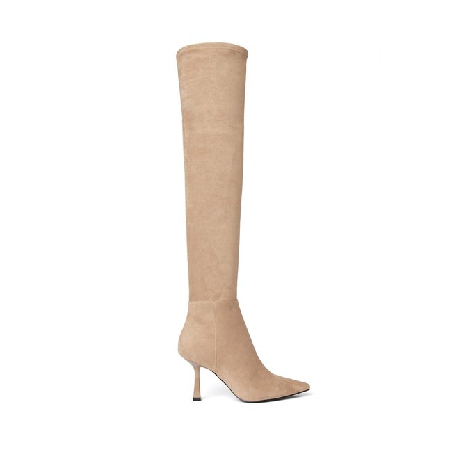 Bottes hauteur genou à talon évasé - SIBELLA taupe <span itemprop=