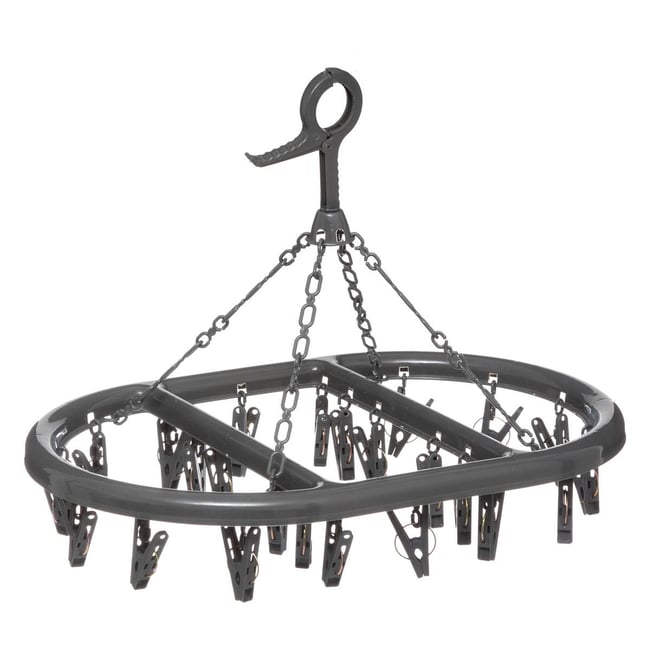 Séchoir à accrocher oval 24 pinces gris <span itemprop=