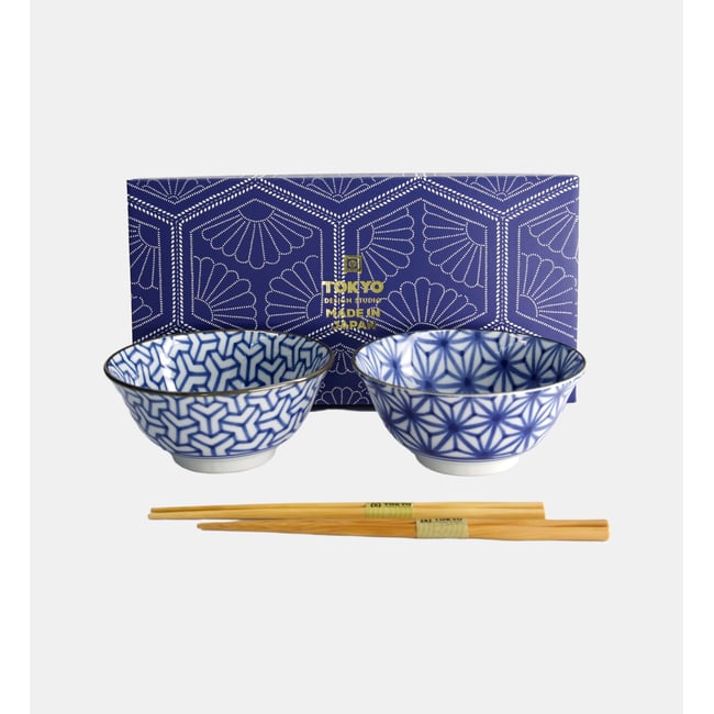 Coffret 2 bols Couleur bleu et blanc <span itemprop=