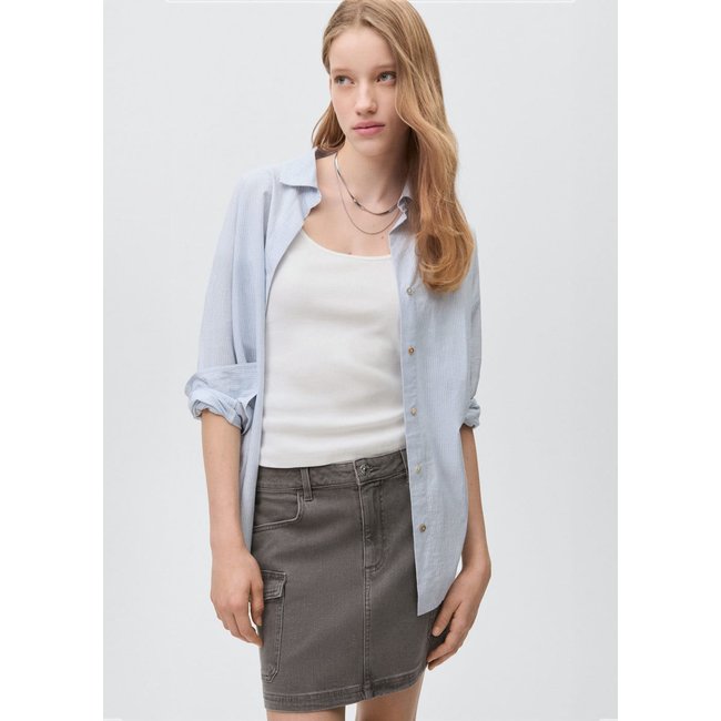 Minijupe cargo gris denim <span itemprop=