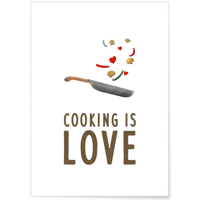 Affiche 'Cooking is love' Couleur blanc <span itemprop=