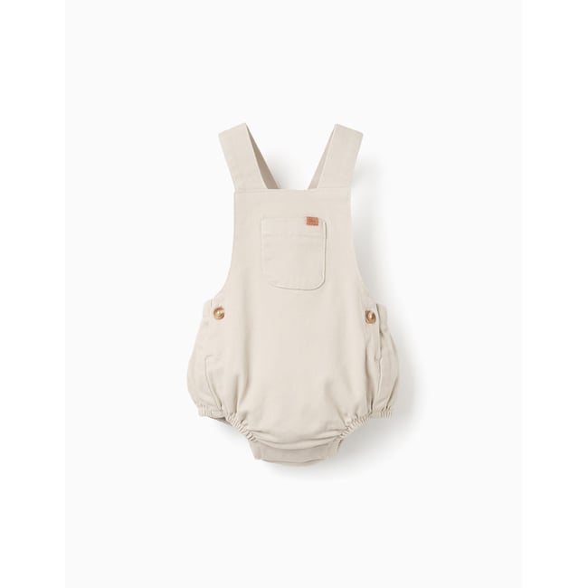 Combinaison en sergé avec poche à l'avant beige clair <span itemprop=