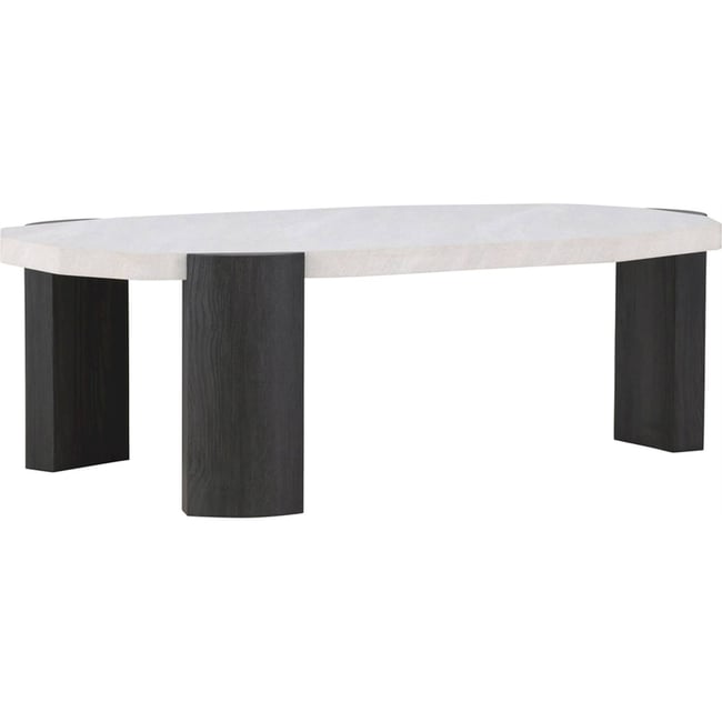Table basse arrondie en bois collection KRES Couleur gris clair et chêne noir <span itemprop=