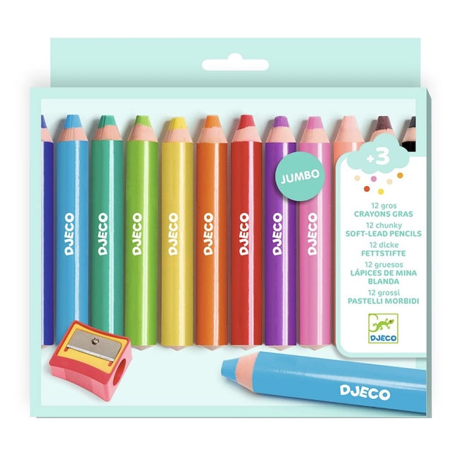 12 gros crayons gras - - DJECO