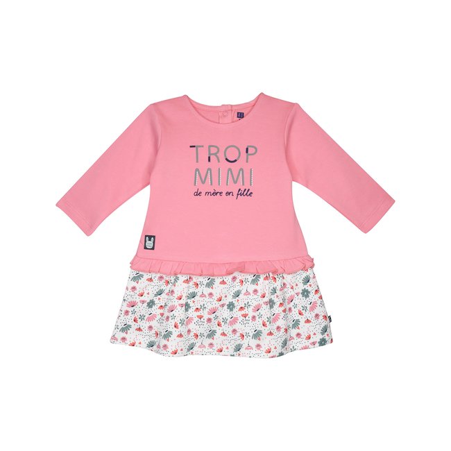 Robe geranium interlock manches longues bebe rose <span itemprop=