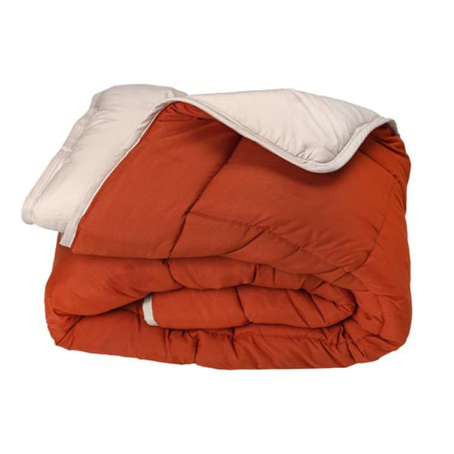 Couette chaude microfibre bicolore 400 gr/m2 Couleur orange <span itemprop=